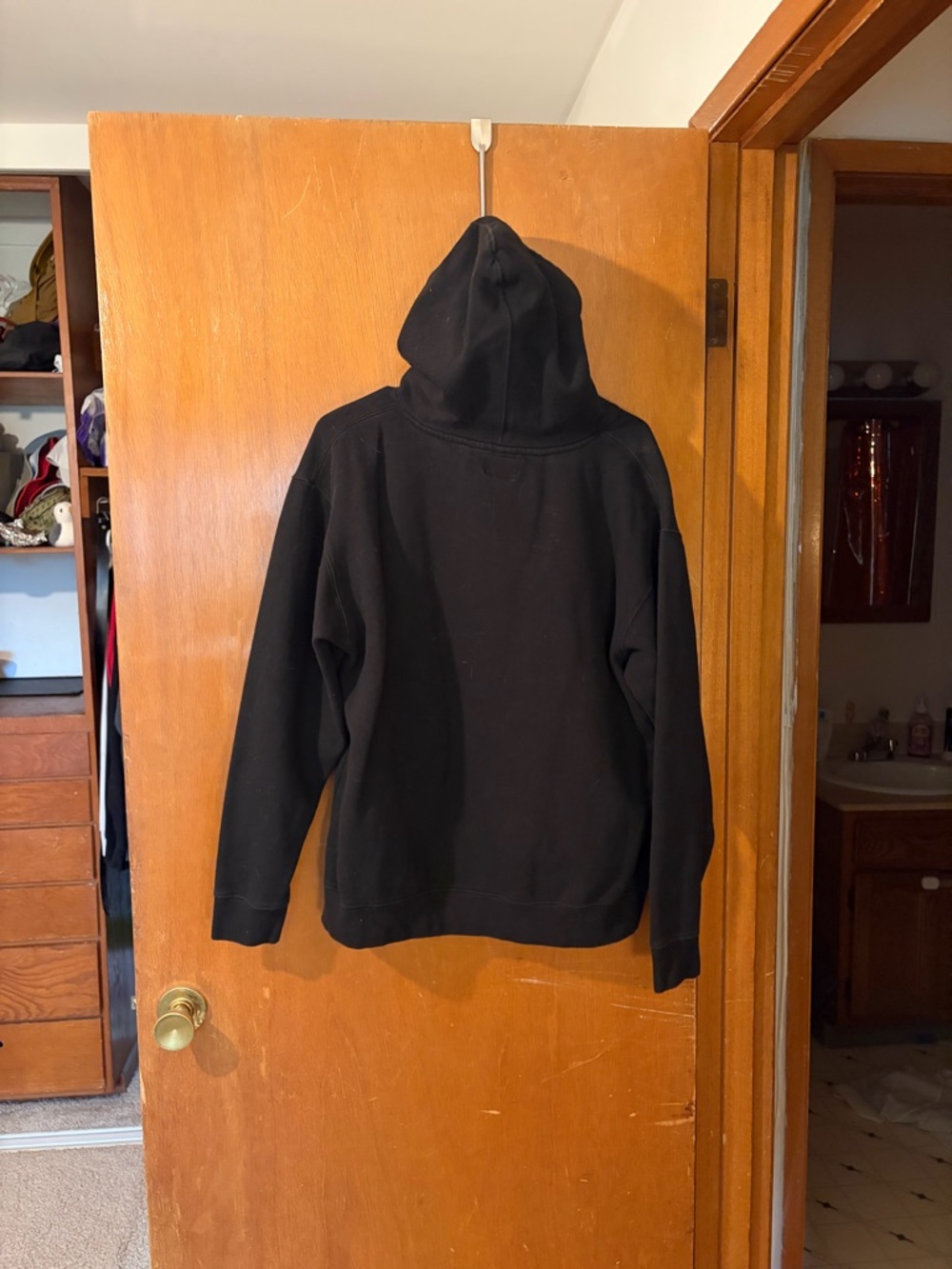 Black Hoodie with Red 'R' Chest Patch - Classic Pullover - Picture 2 of 3